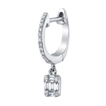 Diamond Huggie with Baguette-Round Dangle Huggie Earrings Roseark Deux Single