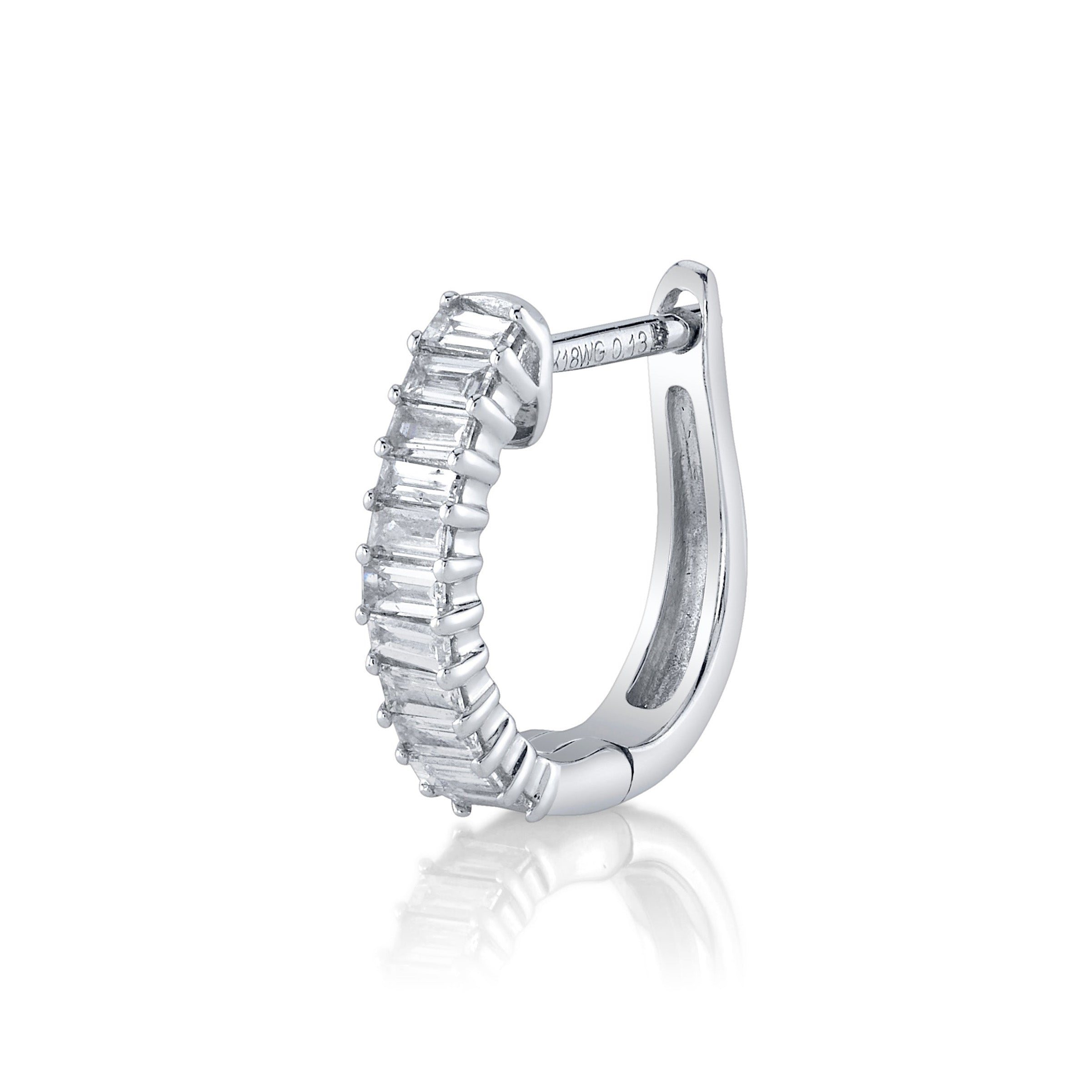 Baguette Diamond U-Shaped Huggie Huggie Earrings Roseark Deux Single