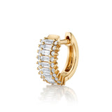 Baguette Diamond Railway Huggie Huggie Earrings Roseark Deux Single Yellow Gold