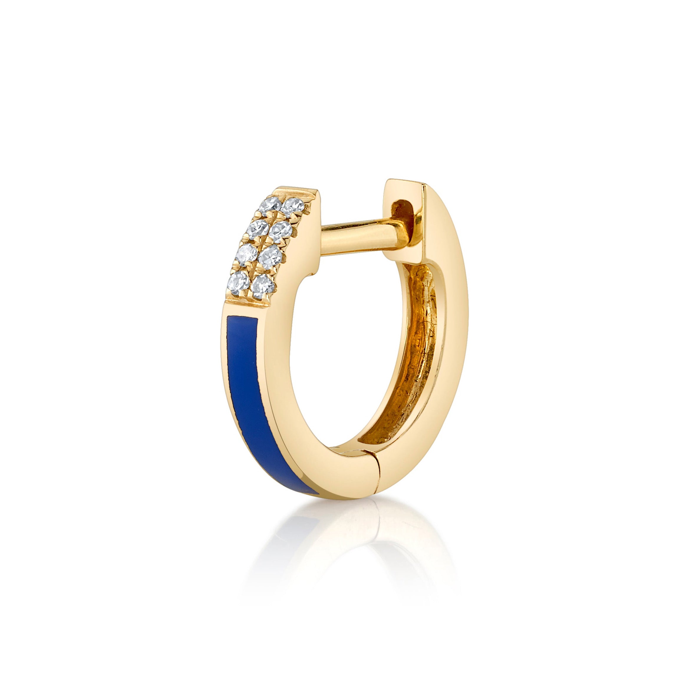 Enamel Diamond Huggie Huggie Earrings Roseark Deux Blue Enamel Single