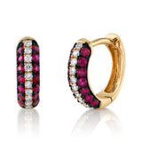 Stone Diamond Black-Rhodium Huggie Huggie Earrings Roseark Deux Pair Ruby