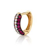 Stone Diamond Black-Rhodium Huggie Huggie Earrings Roseark Deux Single Ruby