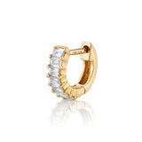 Baguette Stone Huggie Huggie Earrings Roseark Deux Single YGold + Diamond