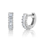 Baguette Stone Huggie Huggie Earrings Roseark Deux Pair WGold + Diamond