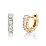 Baguette Stone Huggie Huggie Earrings Roseark Deux Pair YGold + Diamond