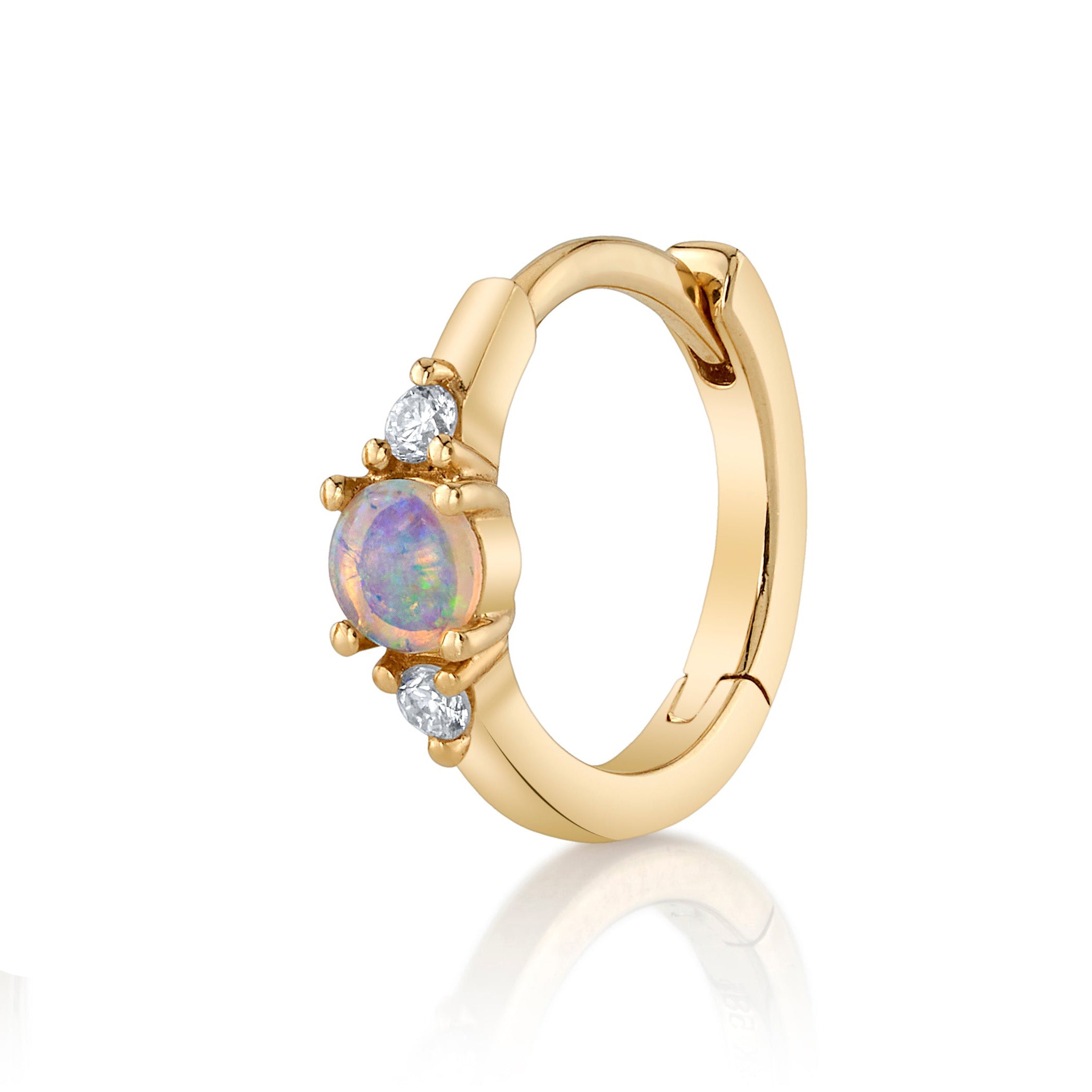 Opal Diamond Huggie Huggie Earrings Roseark Deux Single