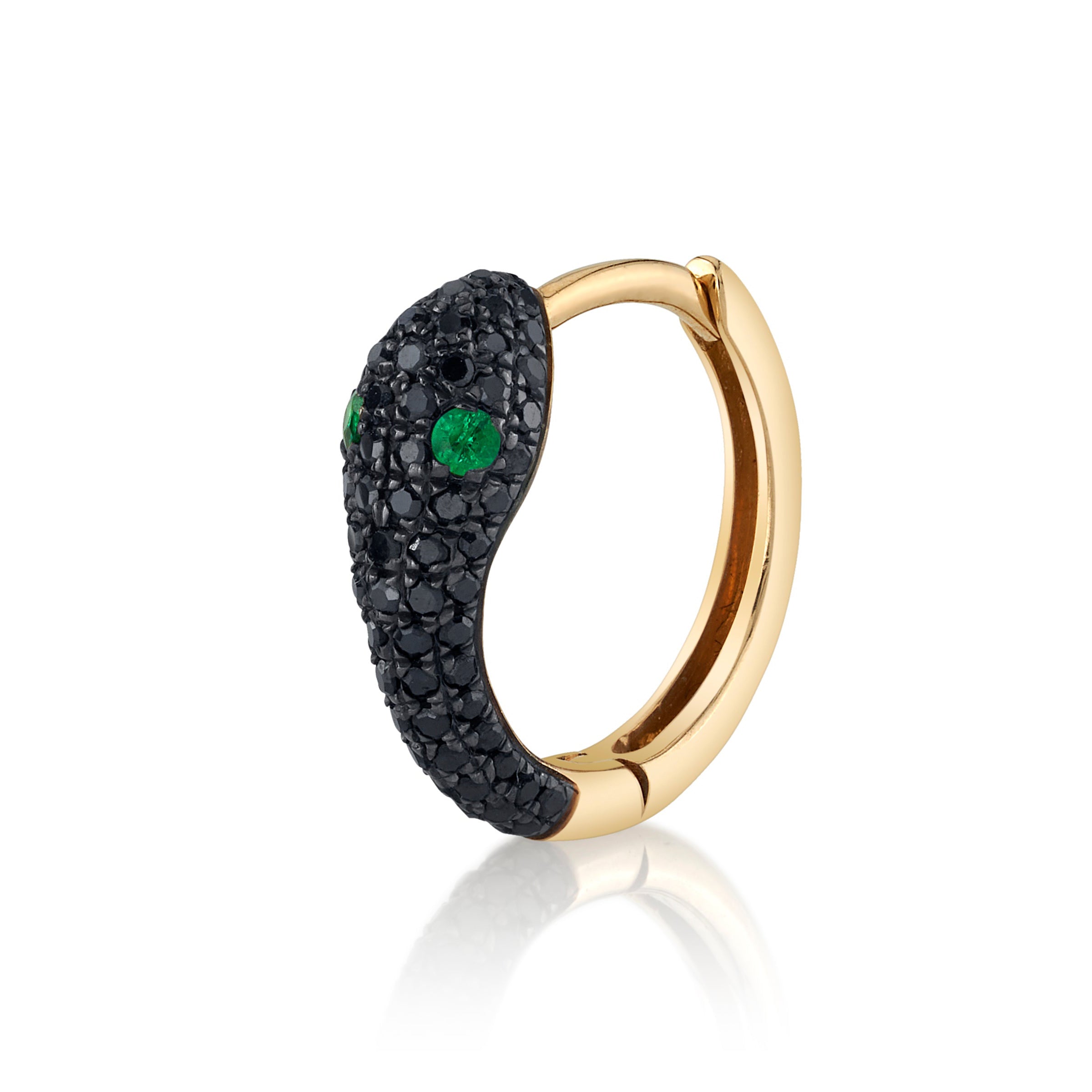 Black Diamond Snake Huggie Huggie Earrings Roseark Deux Single
