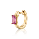 Precious-Stone Baguette Huggie Huggie Earrings Roseark Deux Single Pink Sapphire