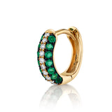 Stone Diamond Black-Rhodium Huggie Huggie Earrings Roseark Deux Single Emerald