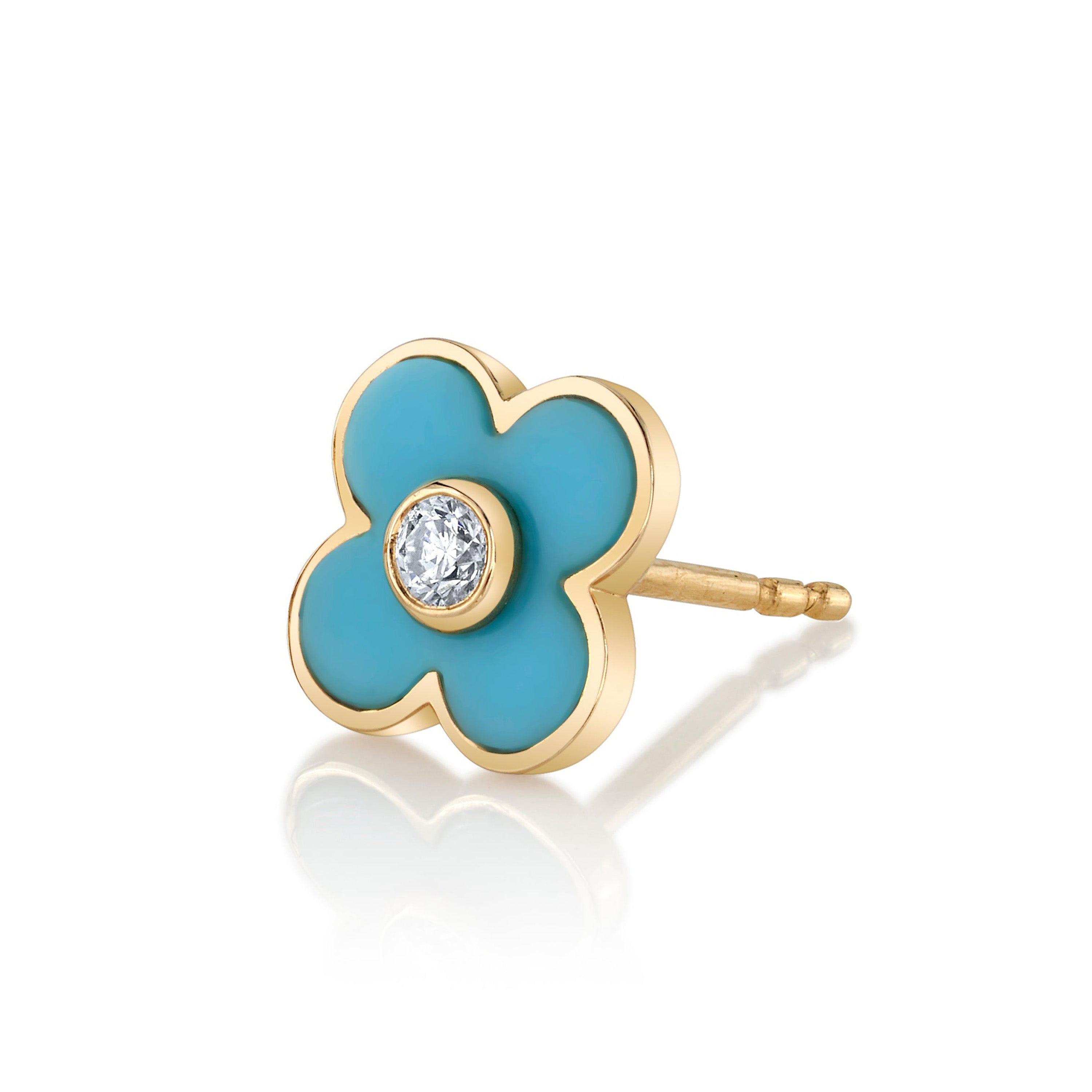 Daisy Enamel Stud Stud Earrings Roseark Deux Turquoise Single