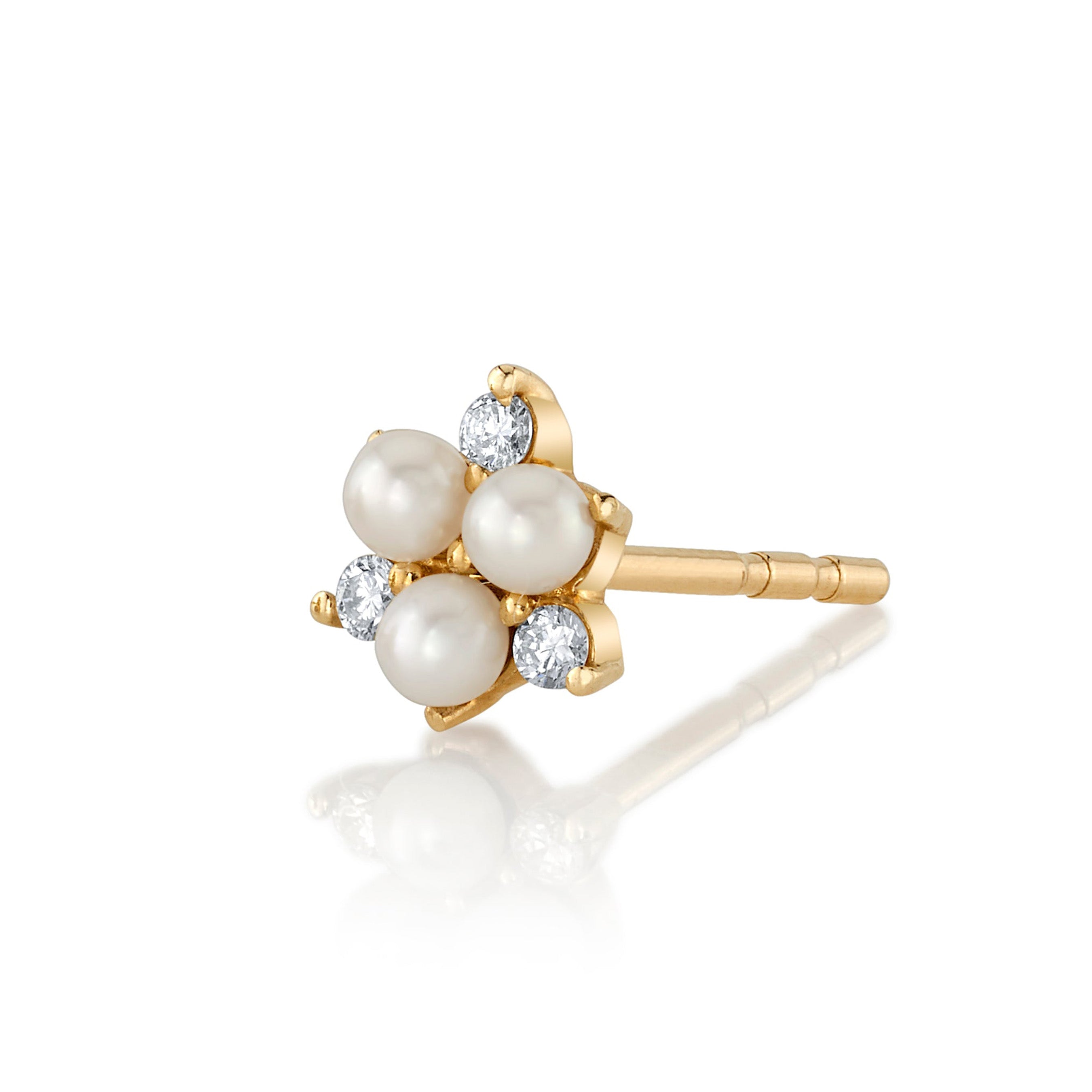 Pearl Diamond Stud Stud Earrings Roseark Deux Single