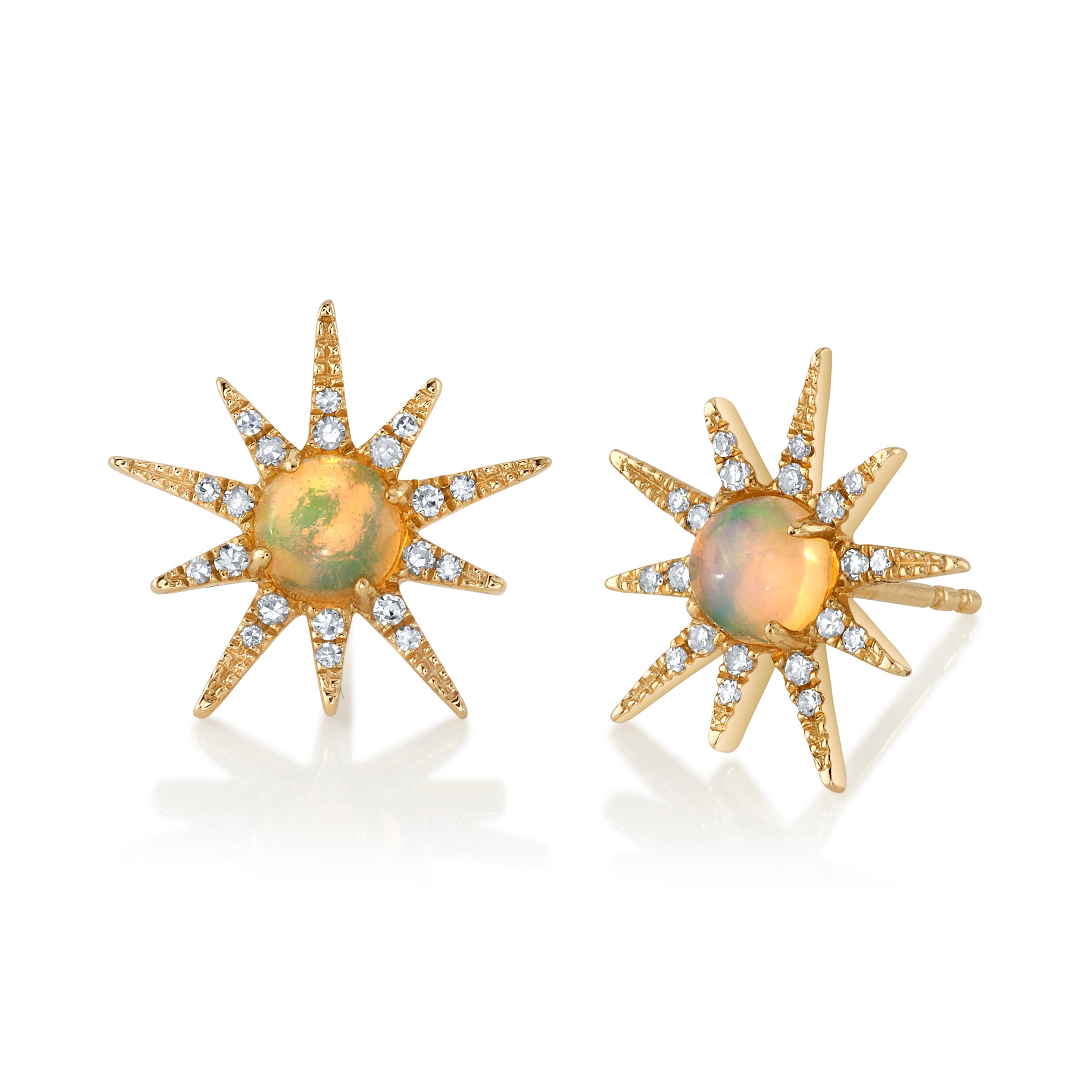 Opal Star Earring with Diamonds Stud Earrings Roseark Deux Pair