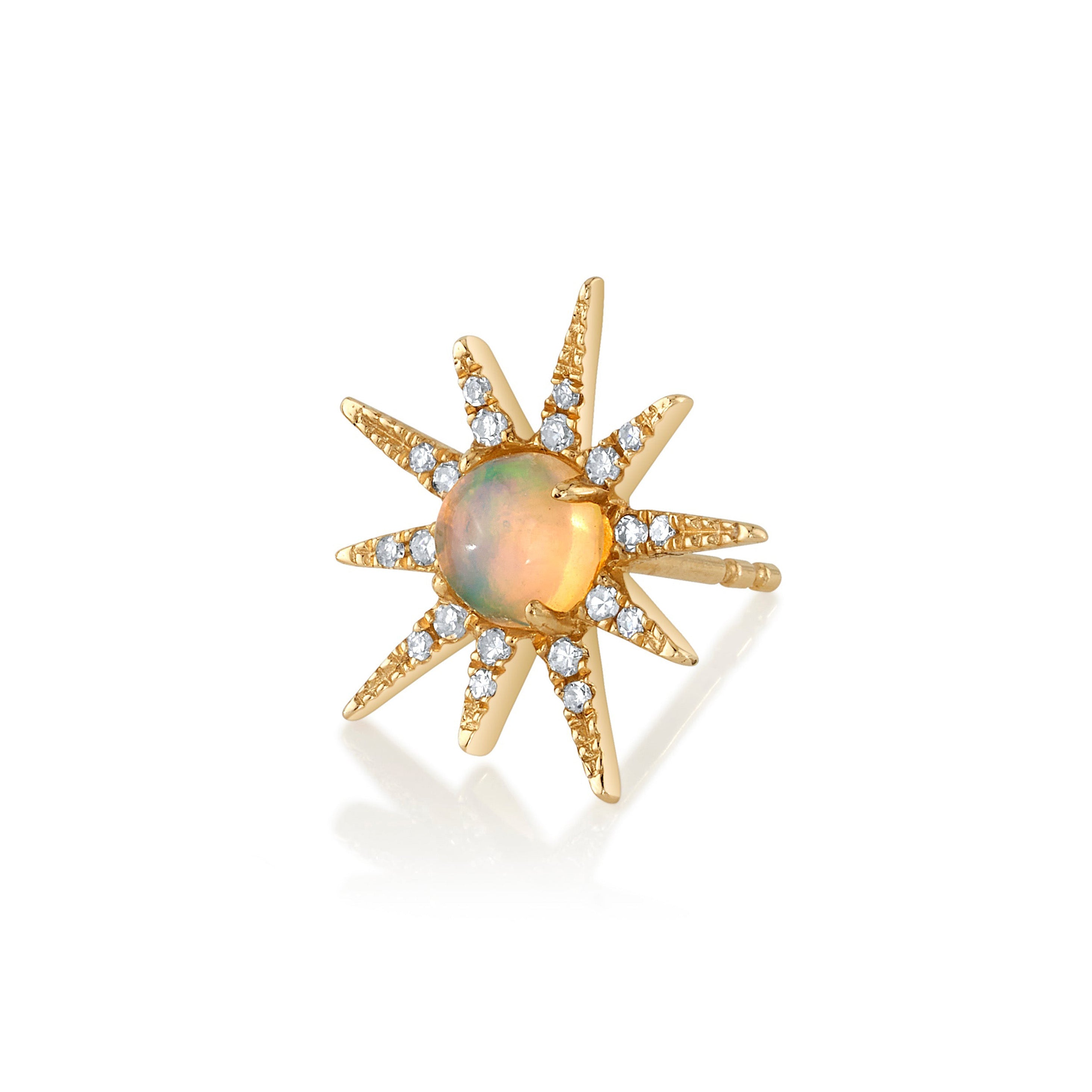 Opal Star Earring with Diamonds Stud Earrings Roseark Deux Single