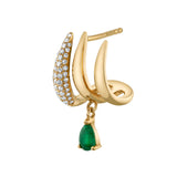 Three-Point Diamond Emerald Cuff-Huggie Huggie Earrings Roseark Deux Single