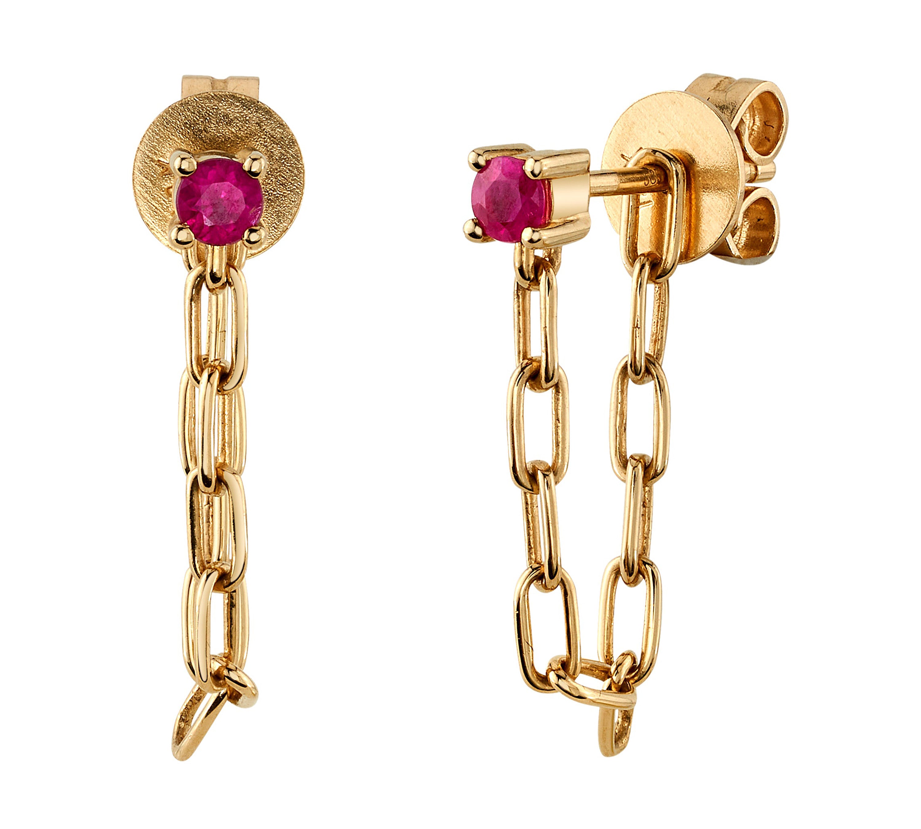 Ruby Chain Drop Earrings Drop Earrings Roseark Deux Pair