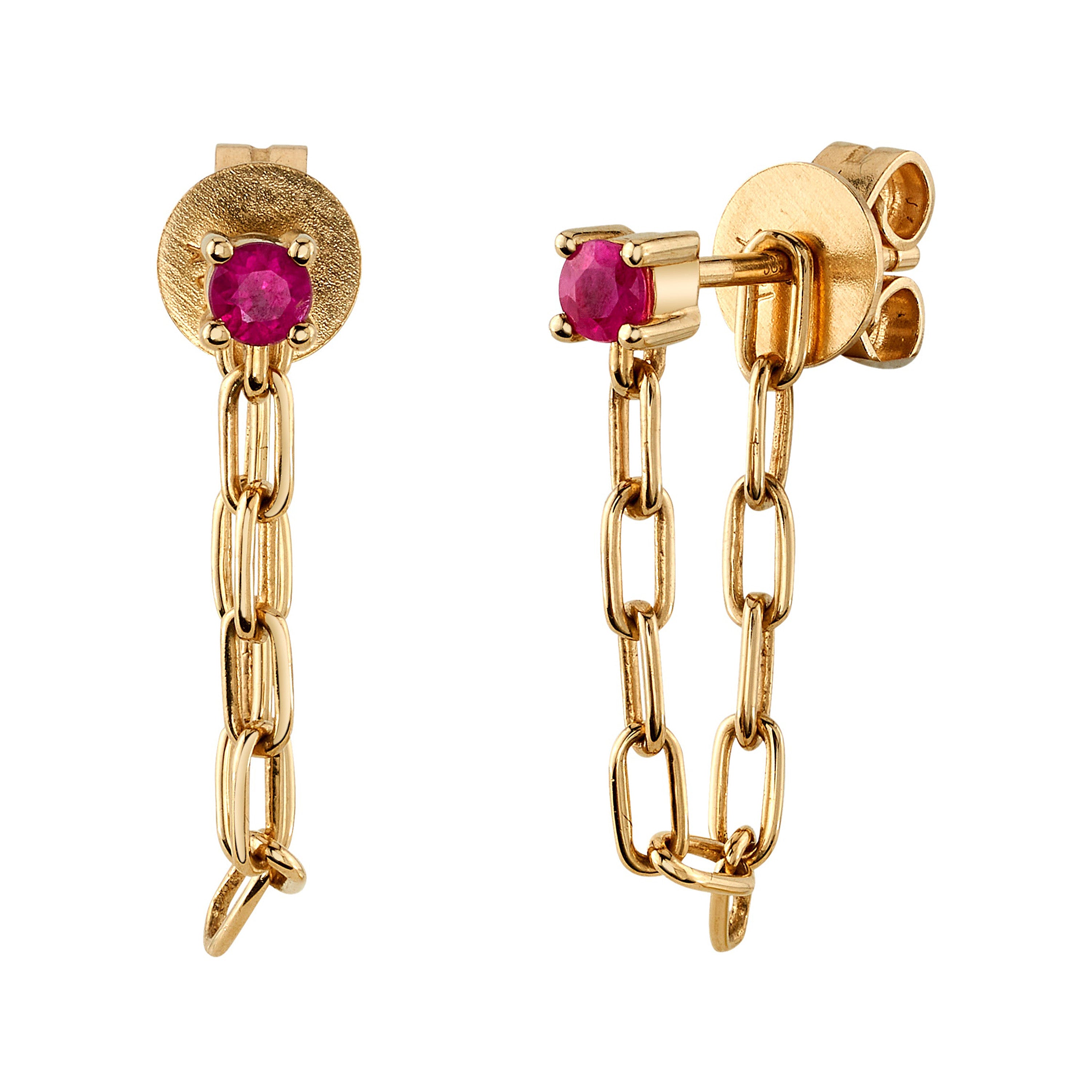 Ruby Chain Drop Earrings Drop Earrings Roseark Deux Pair
