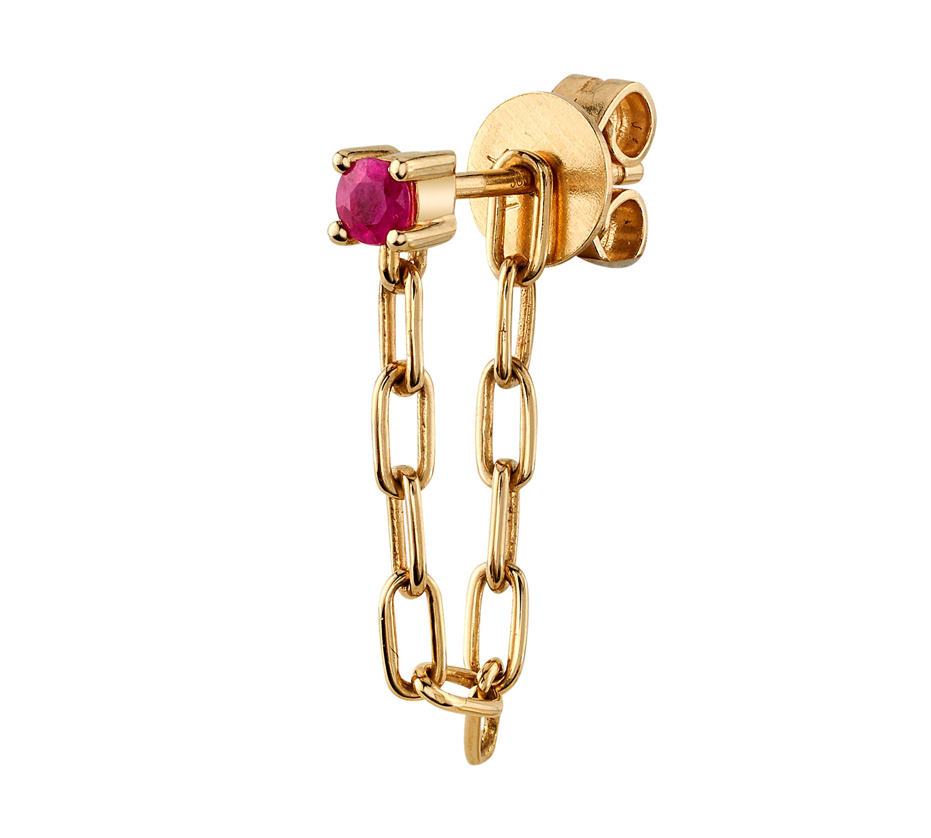 Ruby Chain Drop Earrings Drop Earrings Roseark Deux Single