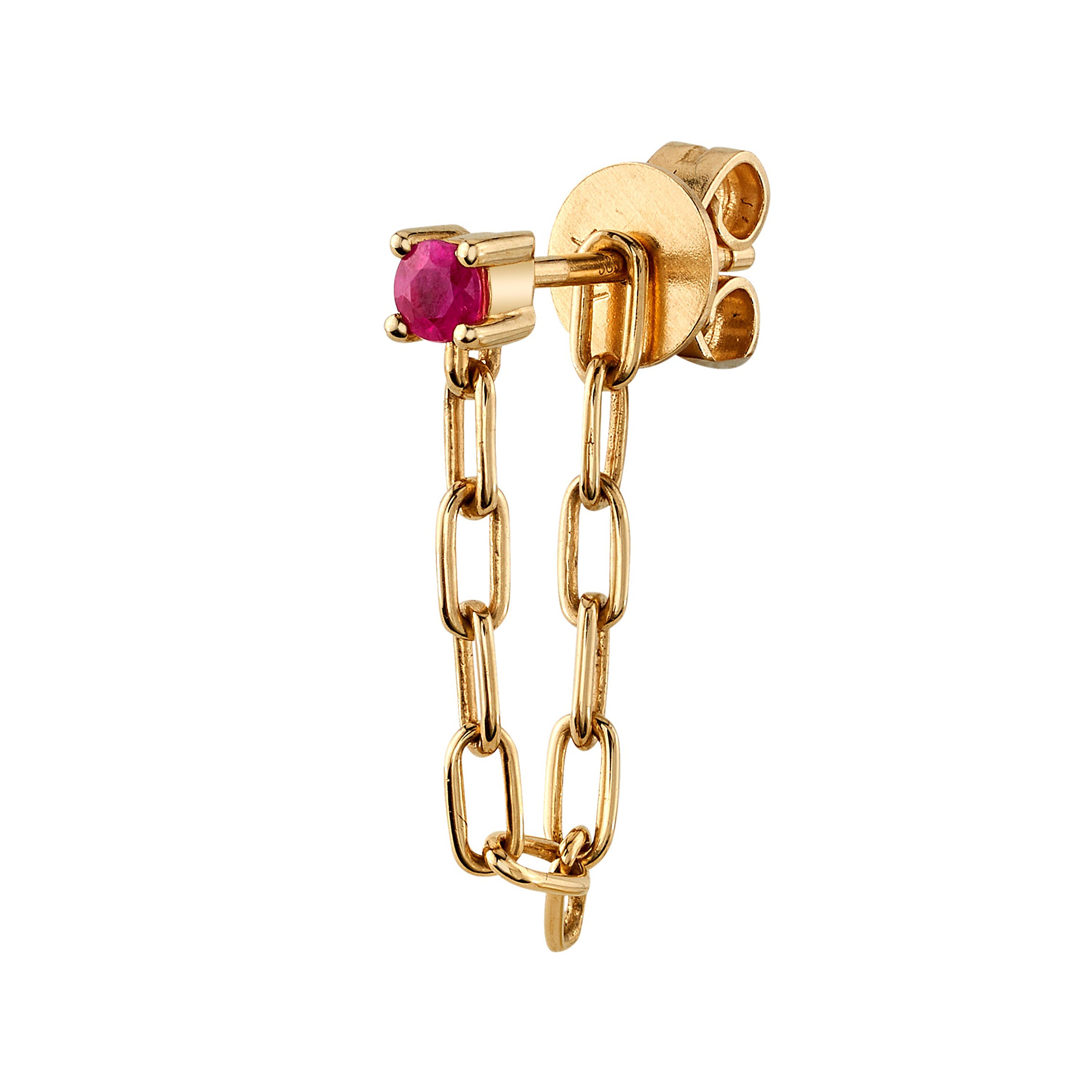 Ruby Chain Drop Earrings Drop Earrings Roseark Deux Single