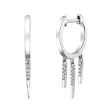 Diamond 3-Fringe Drop Huggie Huggie Earrings Roseark Deux Pair White Gold
