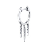 Diamond 3-Fringe Drop Huggie Huggie Earrings Roseark Deux Single White Gold