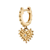 Carved Heart Huggie Hoop Huggie Earrings Roseark Deux Single