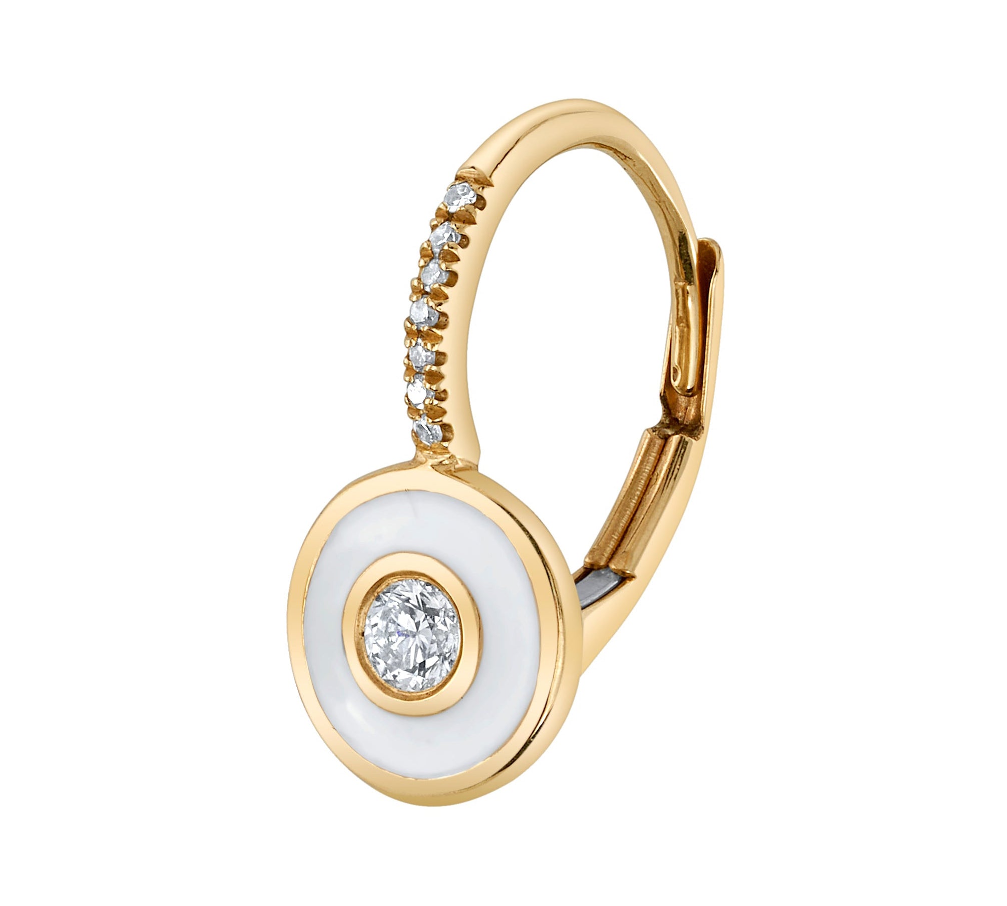 Diamond Enamel Bullseye Huggie Huggie Earrings Roseark Deux Single