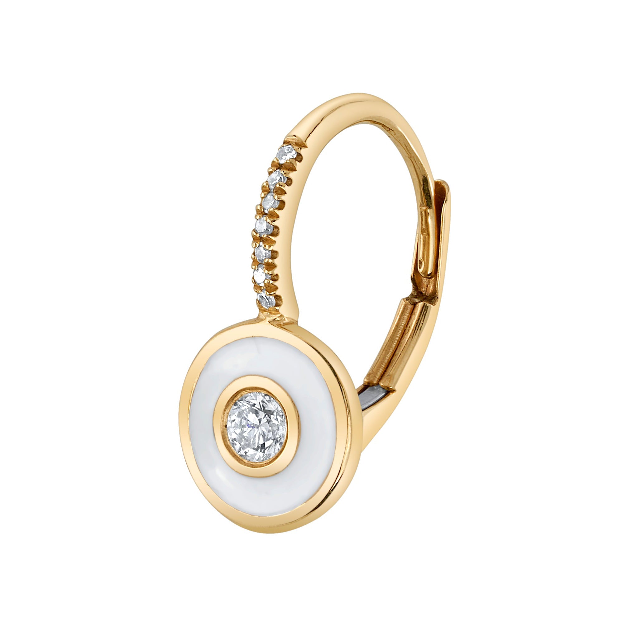 Diamond Enamel Bullseye Huggie Huggie Earrings Roseark Deux Single