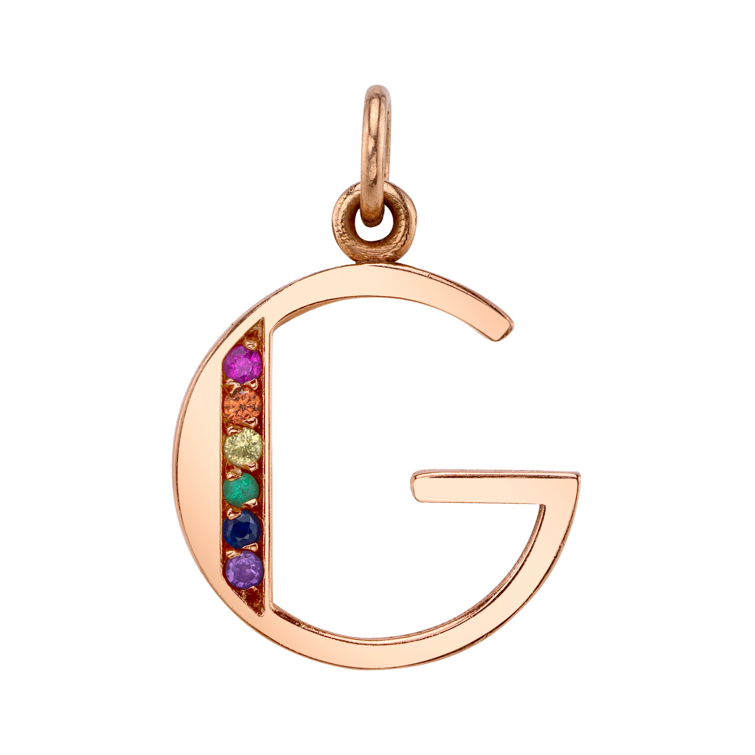 Rainbow Letter Charm Pendant Jill Hoffmeister Rose gold G