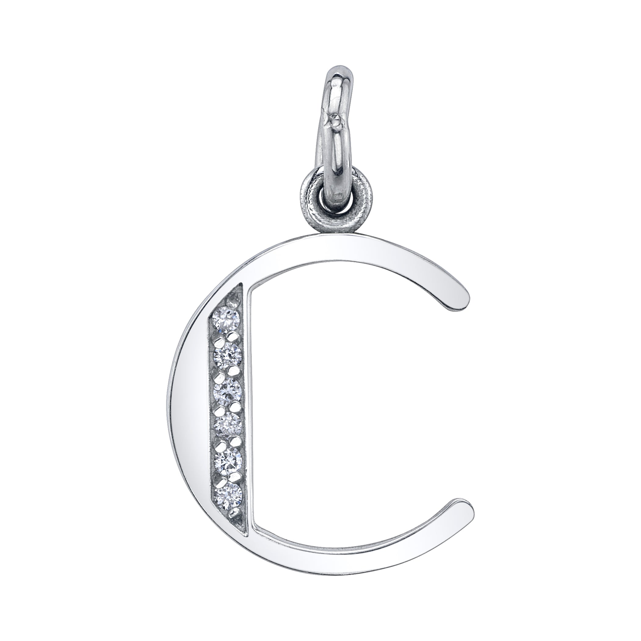 Initial Charm, White Gold, Diamonds Pendant Jill Hoffmeister   