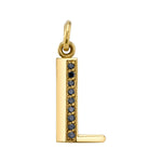 Initial Charm, Yellow Gold, Black Diamonds Pendant Jill Hoffmeister   