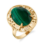 Estate Greek Key Pattern Malachite Ring Cocktail Roseark Vintage   