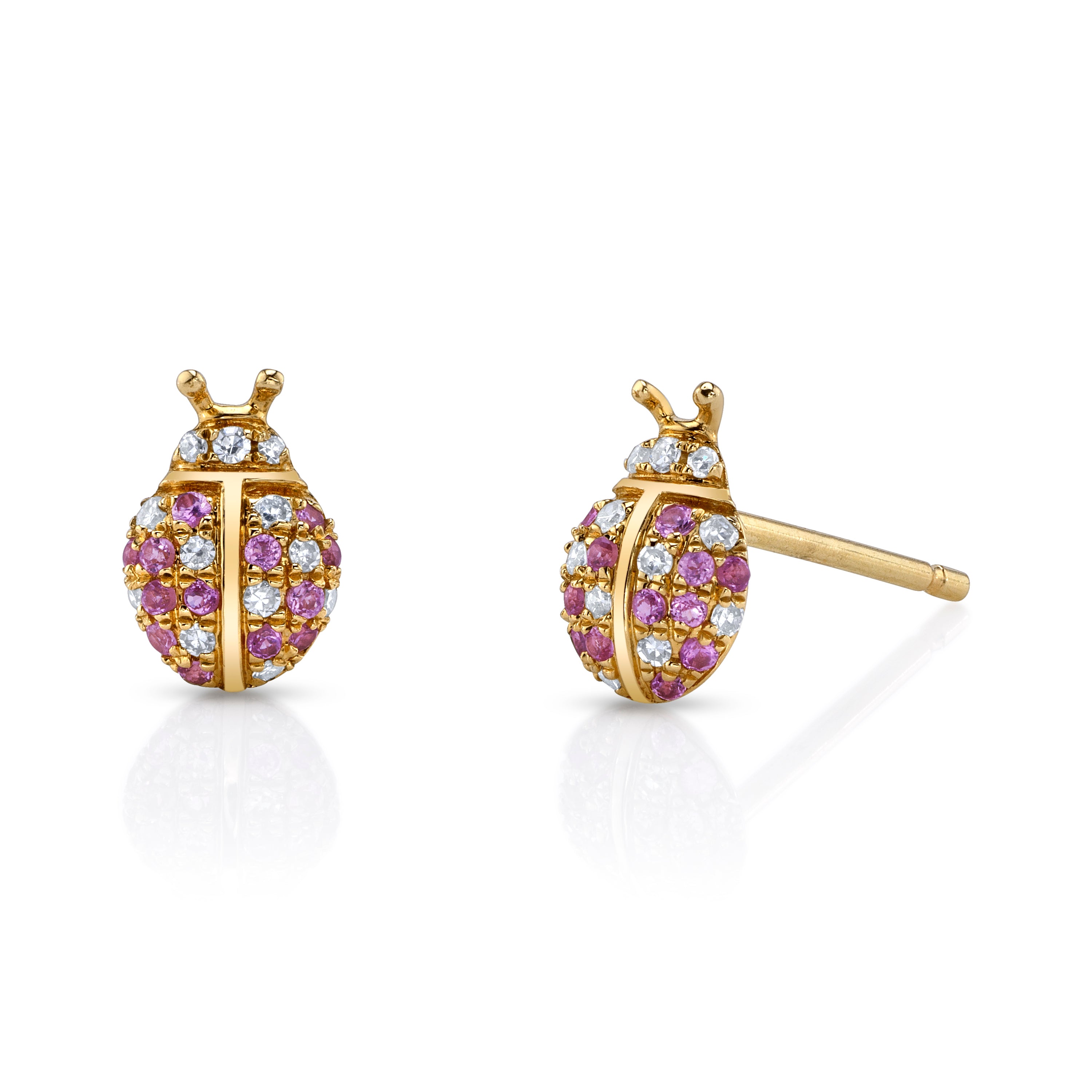 Sapphire Diamond Ladybug Stud Stud Earrings Roseark Deux Pair
