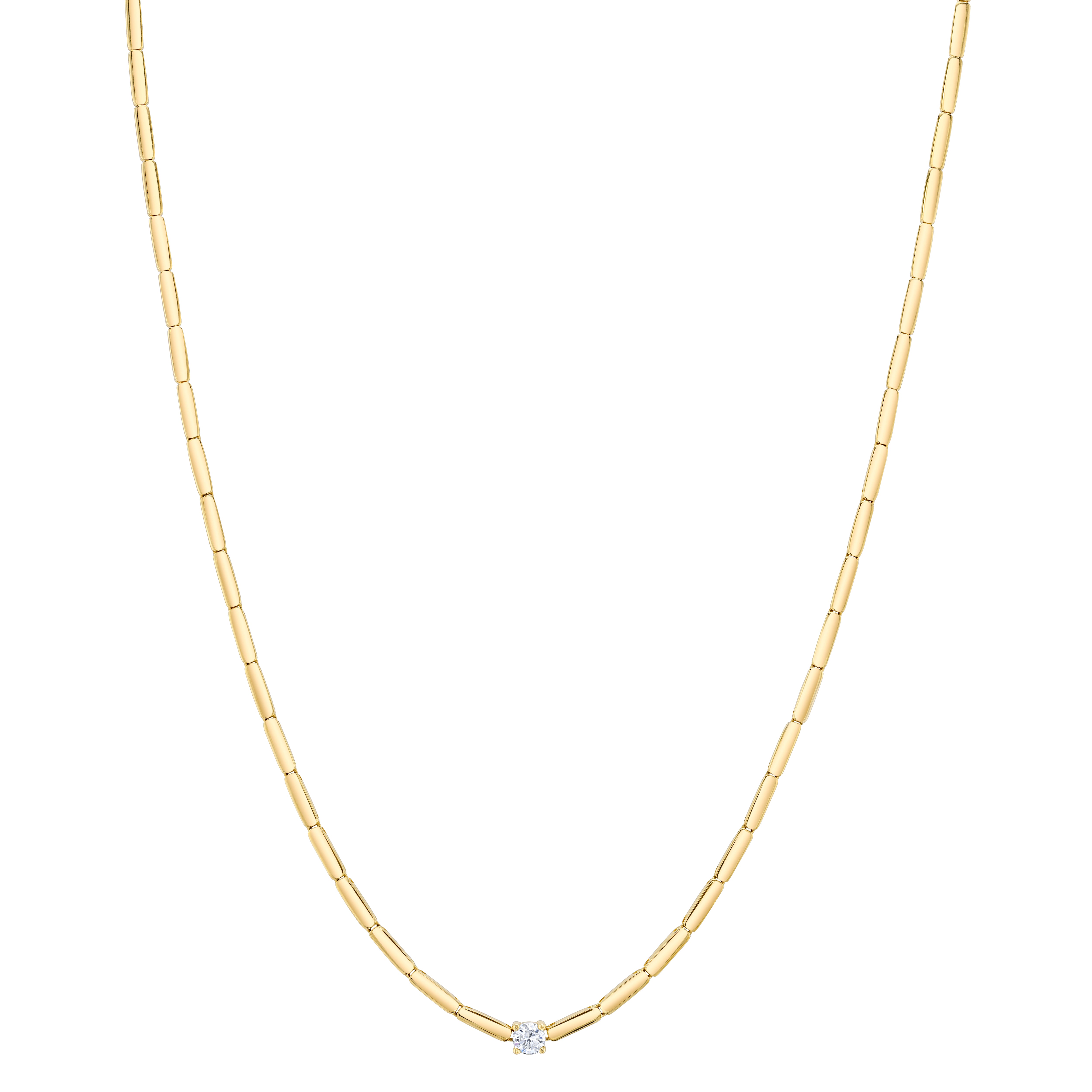Single Diamond Bezel Collar Necklace Roseark Deux
