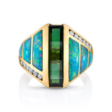 Kabana Opal Tourmaline Estate Ring Statement Ring Roseark Vintage