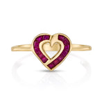 90s Carre Cut Ruby Heart Ring Statement Ring Roseark Vintage   