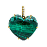 Malachite Heart Pendant with Diamond Bail Pendant Roseark Deux