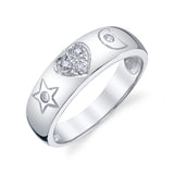Vintage Star Moon Heart Ring Band Roseark Vintage