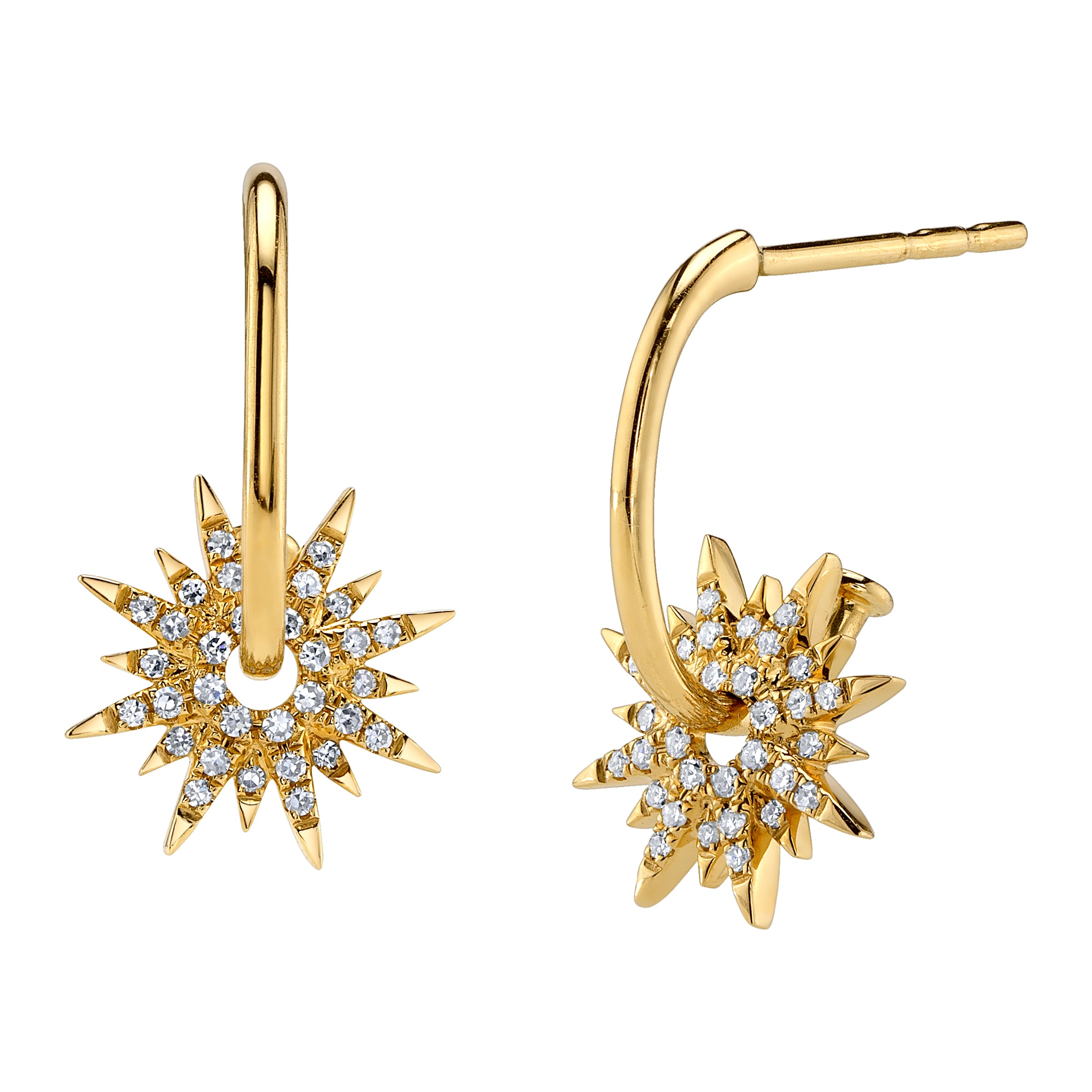 Diamond Star Cluster Hoop Hoop Earrings Roseark Deux Pair