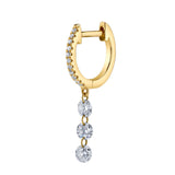 Triple Diamond Drop Huggie Huggie Earrings Roseark Deux Single