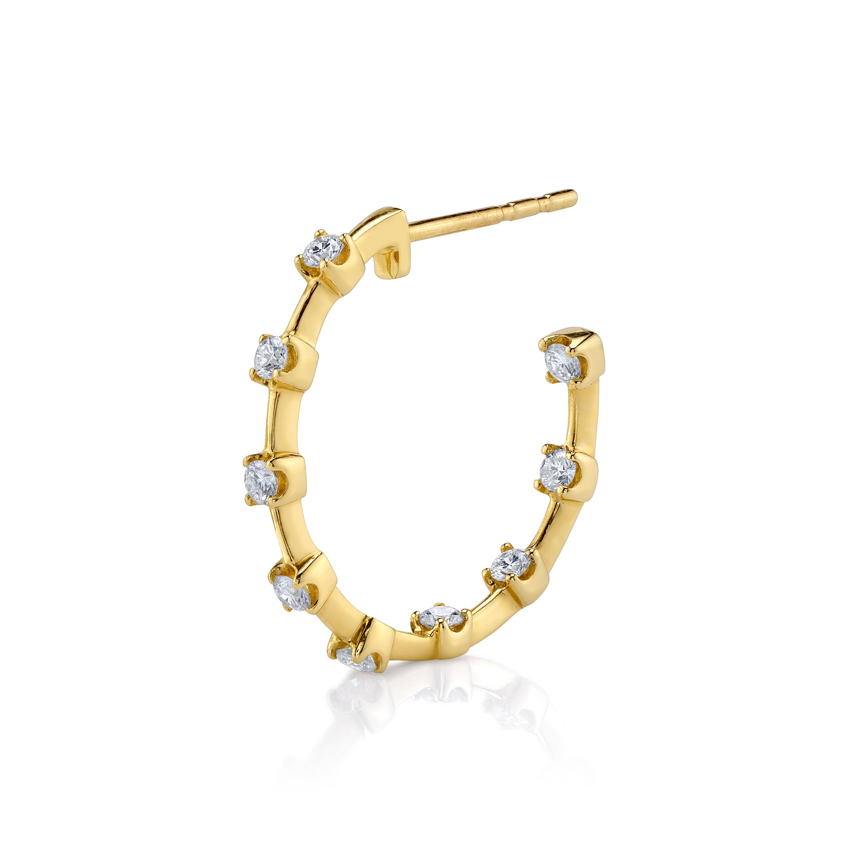 Prong-Set Diamond Hoop Hoop Earrings Roseark Deux Single