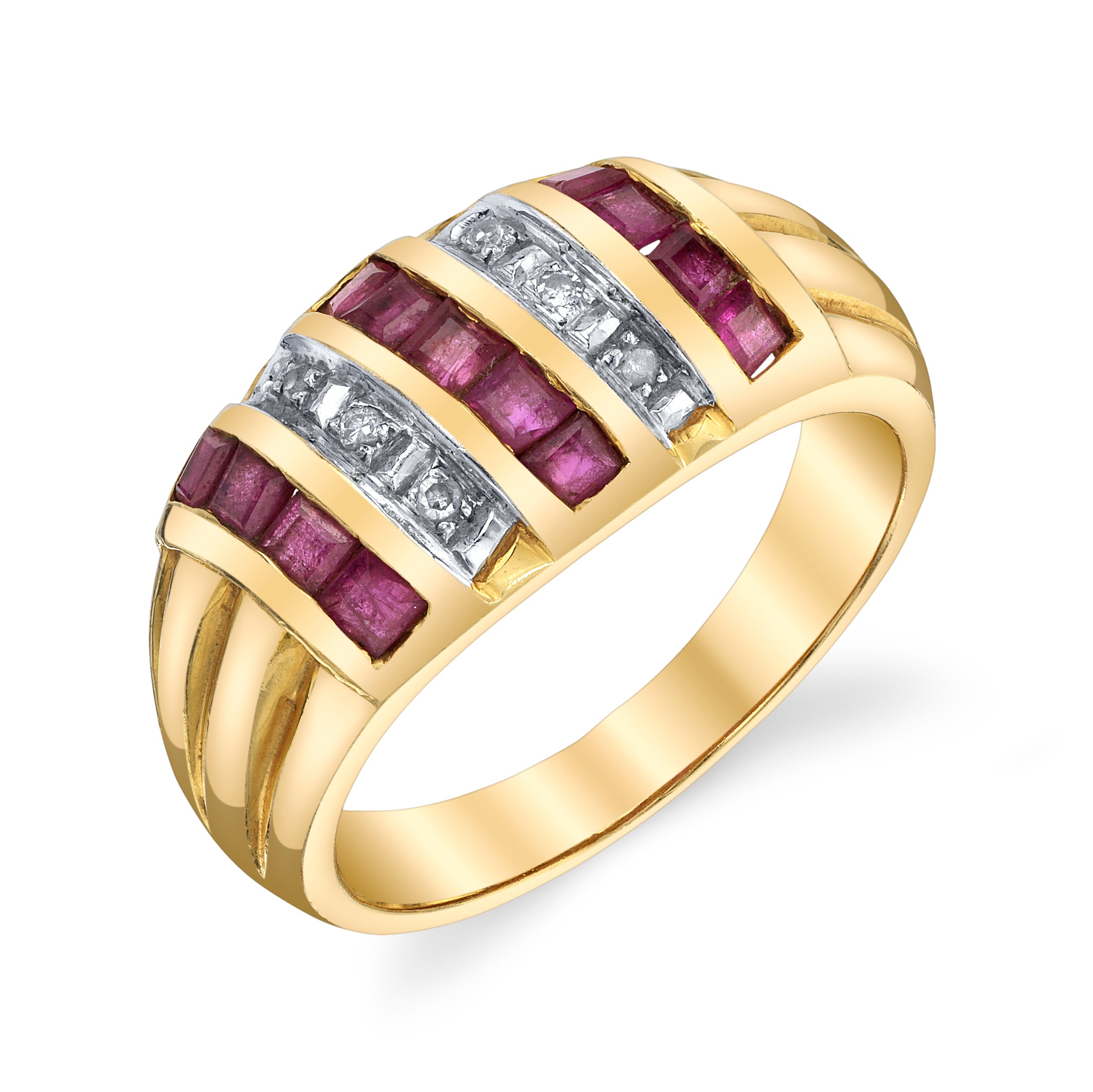 Diamond Ruby Striped Antique Ring Statement Ring Roseark Vintage
