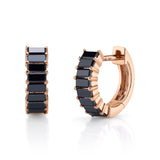 Baguette Stone Huggie Huggie Earrings Roseark Deux Pair RGold + Black Diamond