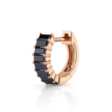 Baguette Stone Huggie Huggie Earrings Roseark Deux Single RGold + Black Diamond