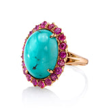 Antique Turquoise Ruby Cocktail Ring Cocktail Ring Roseark Vintage