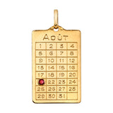 Vintage August Calendar Pendant with Ruby Charm Roseark Vintage