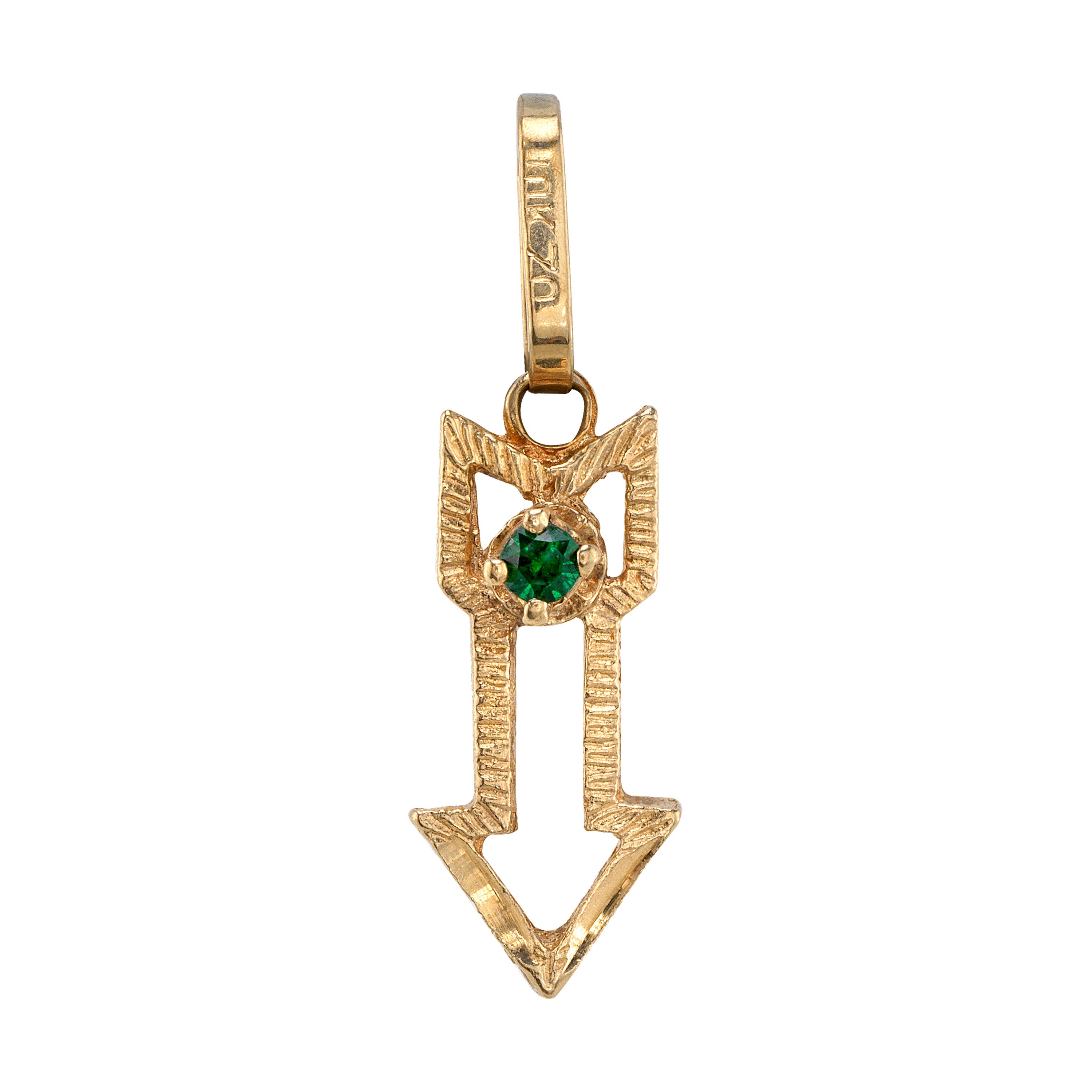 Vintage Arrow Charm with Emerald Charm Roseark Vintage