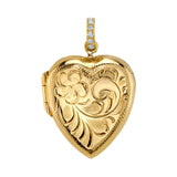 Vintage Heart Locket with Diamond Bail Charm Roseark Vintage Swirl Heart Locket