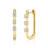 Three-Stone Bezel Hoop Hoop Earrings Roseark Deux Pair