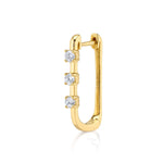 Three-Stone Bezel Hoop Hoop Earrings Roseark Deux Single