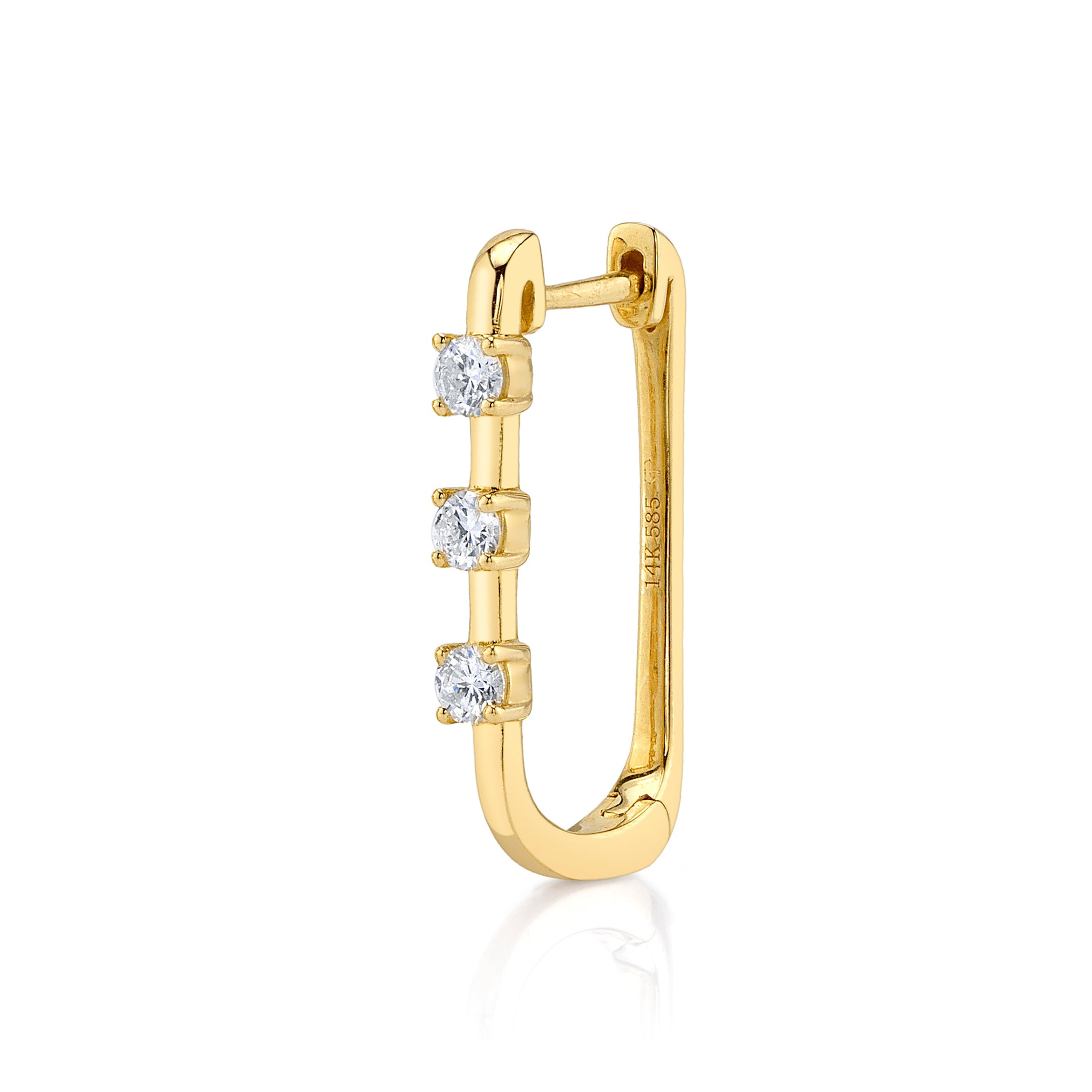 Three-Stone Bezel Hoop Hoop Earrings Roseark Deux Single